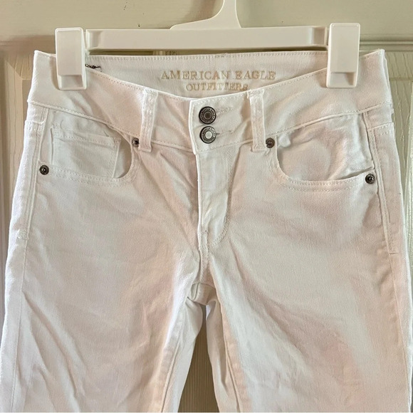 American Eagle Outfitters Women White Jeans Pants 2 Mid Rise Straight Leg Casual - Picture 4 of 16